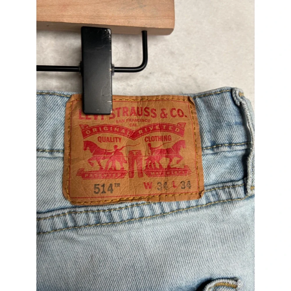 Levis 514 Straight Fit Light Wash Denim Jeans Mens 34x34 00514-1618